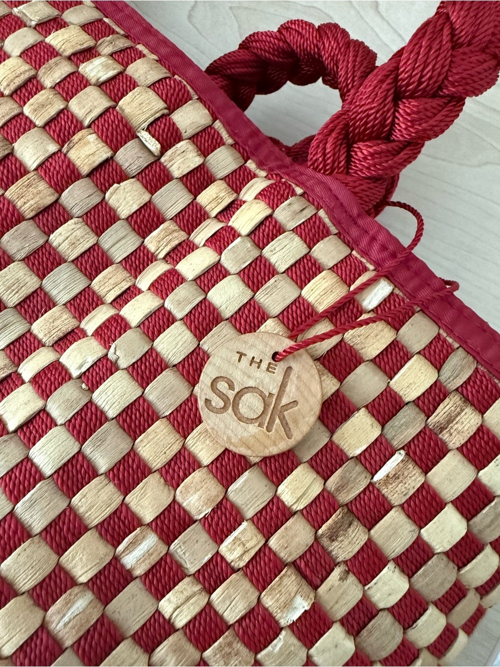 The Sak Red and Tan Woven Tote - Picture 3 of 10